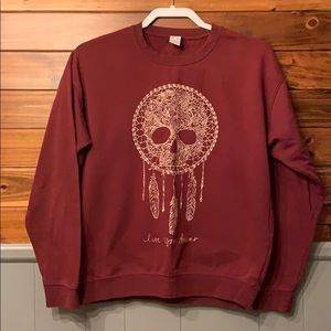 Empyer Skull Dream Catcher Sweater in Maroon